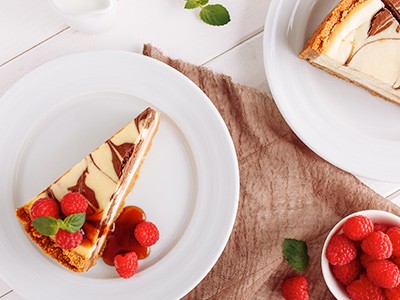 Image of White Chocolate Raspberry Swirl Cheesecake