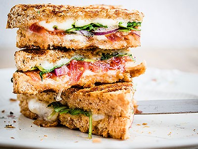 Image of Broiled Vegetable and Mozzarella Panini