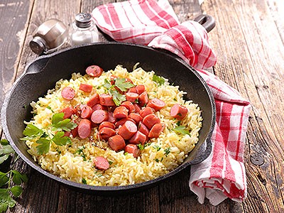 Image of Smoked Sausage Rice Skillet