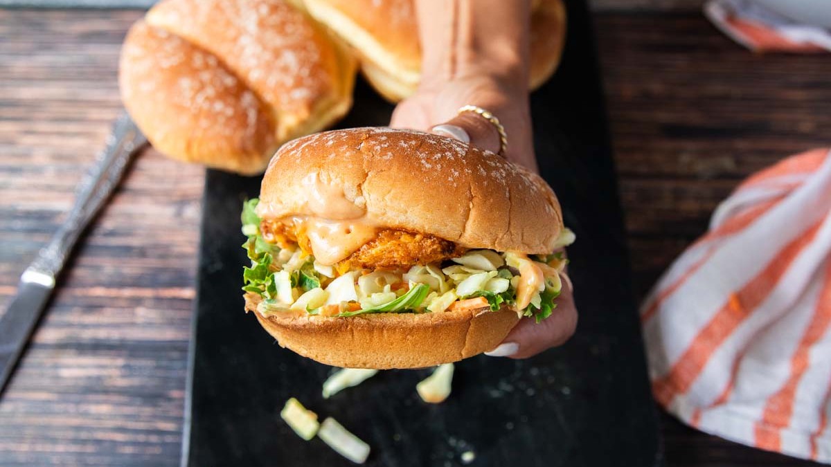 Image of Spicy Chicken Burger With Honey Mustard Slaw