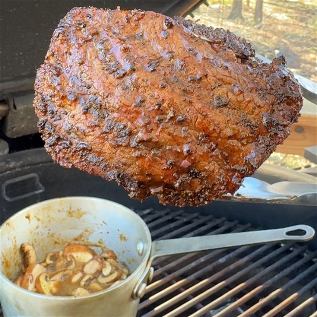 Image of Reverse Seared Steak with Mushroom Sauce