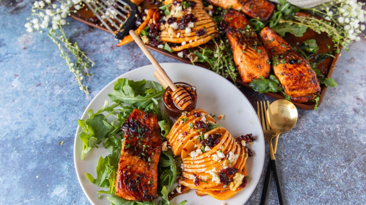 Image of Hot Honey Garlic Salmon & Roasted Butternut Squash