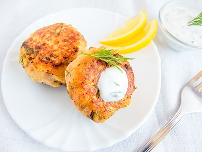 Image of Scottish Salmon Cake with Garlic Butter Sauce