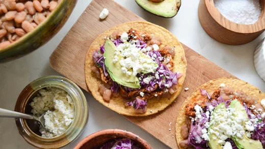 Image of Chicken Adobo Tostadas with Citrus-Cabbage Slaw