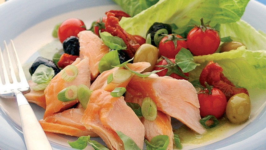 Image of Roast Smoked Salmon Mediterranean Salad 