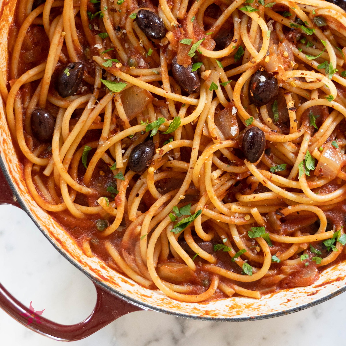 Pasta Puttanesca with Salted Capers and Anchovies