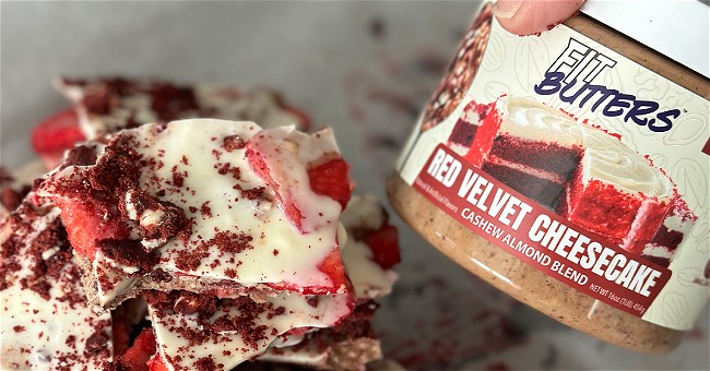 Image of Red Velvet Cheesecake FIt Butters Strawberry Bark