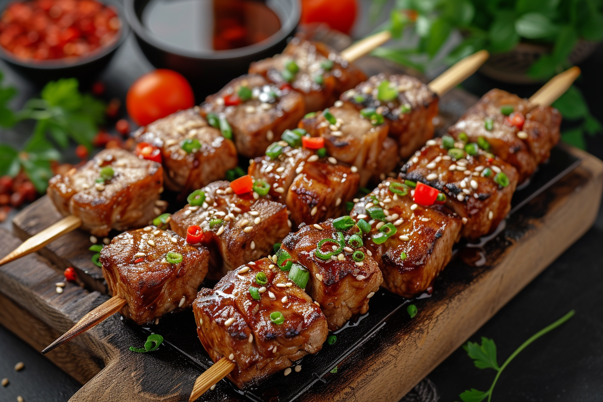Yakitori-Spieße mit Teriyaki-Sauce: Ein Fest der Aromen unter dem Sternenhimmel Japans