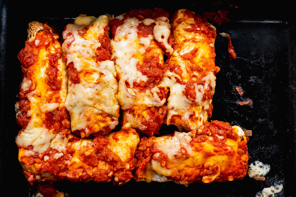 Beef burrito served wet style