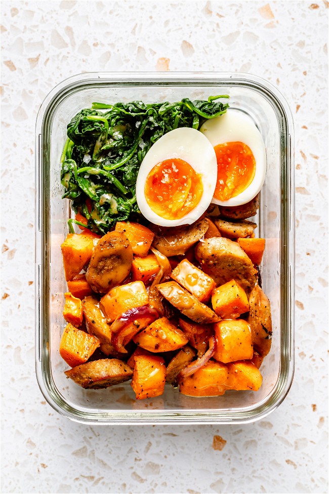 Image of Meal-Prep Friendly Honey Dijon Sweet Potato Breakfast Bowls