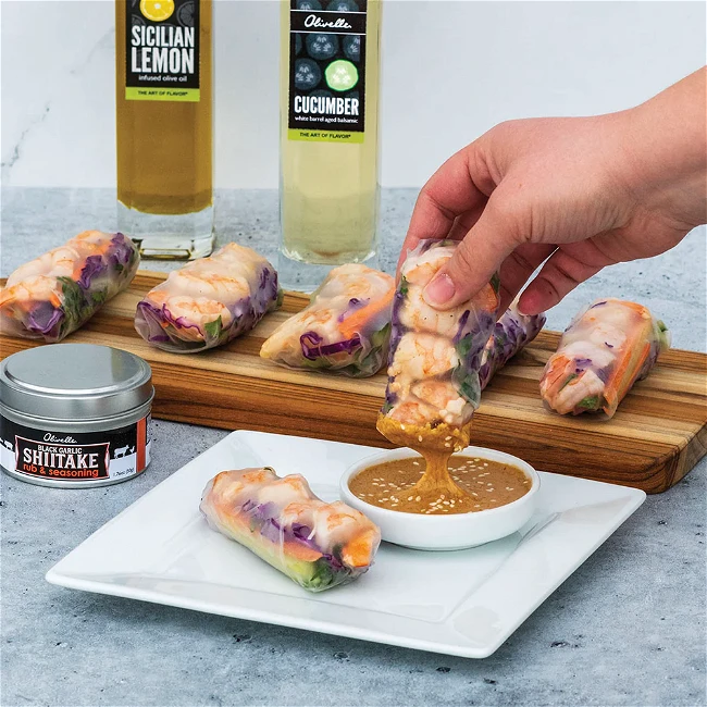 Image of Shrimp Spring Rolls With Thai Peanut Dipping Sauce