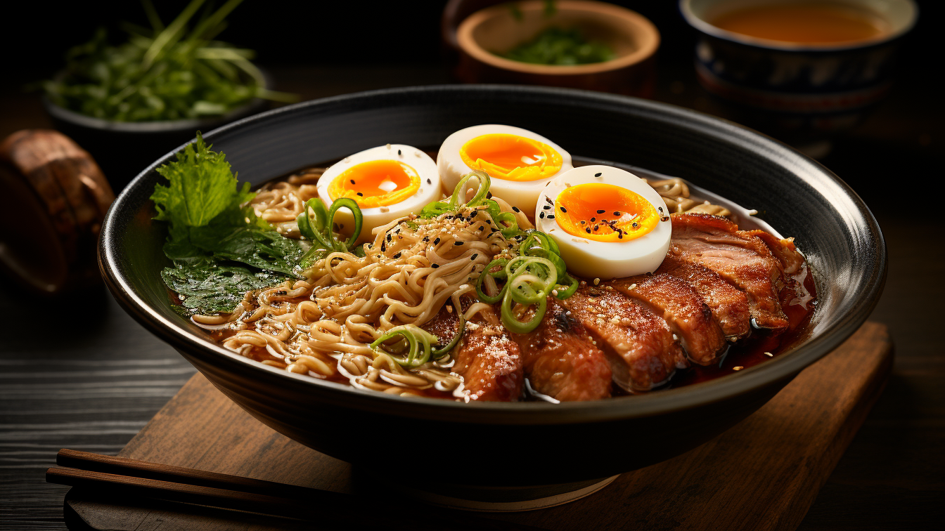 Image of Shoyu Ramen mit Hähnchen-Chashu, Pak Choi und Bambussprossen