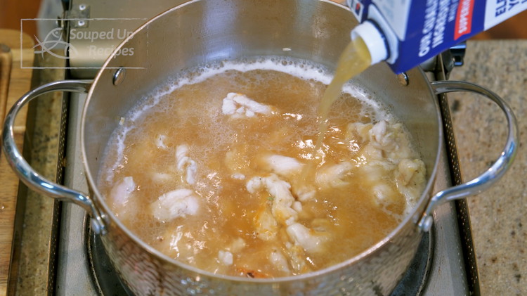 Image of Pour in 3.5 cups of unsalted chicken stock. If your chicken stock is salted, you will have to adjust the seasonings in this recipe.