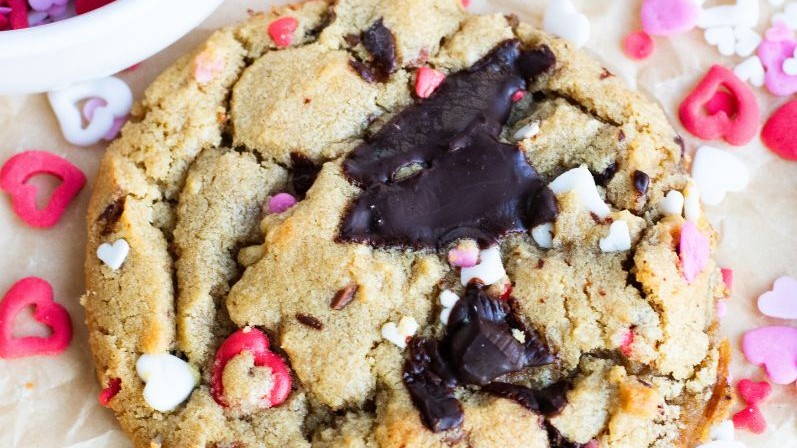 Image of Valentine's Day Tahini Chocolate Chip Cookies 