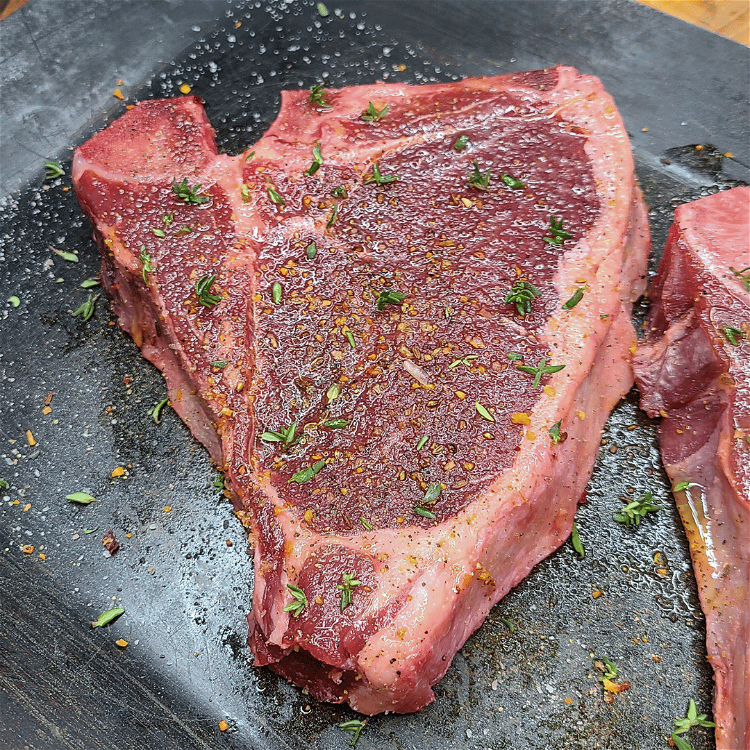 Image of Lightly oil the steaks and then generously season with salt...
