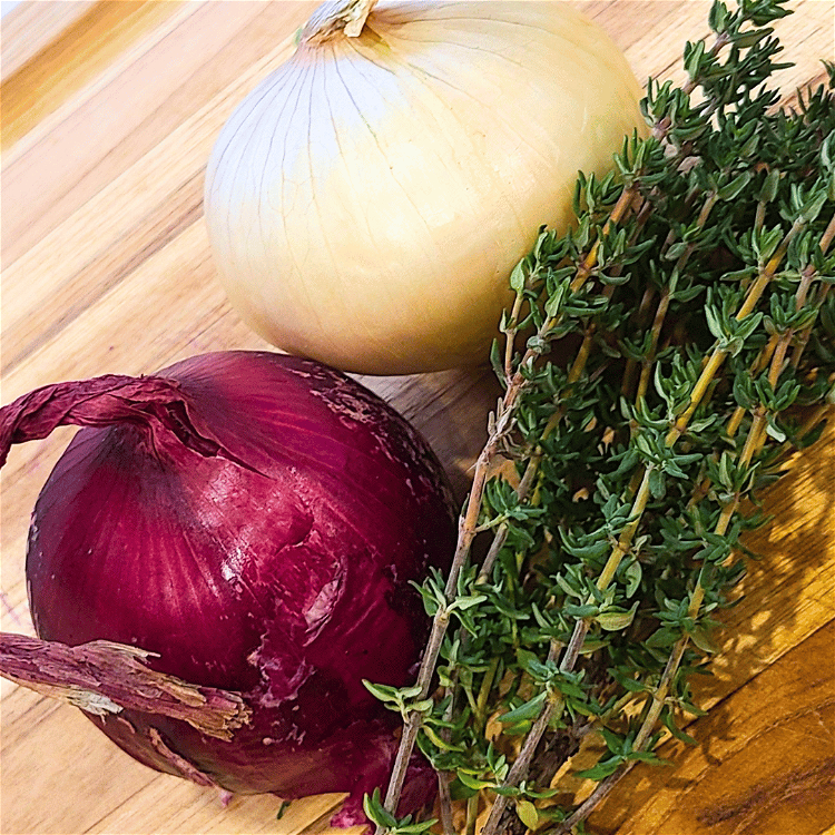 Image of Thinly slice your onions, peel the garlic cloves and wash...