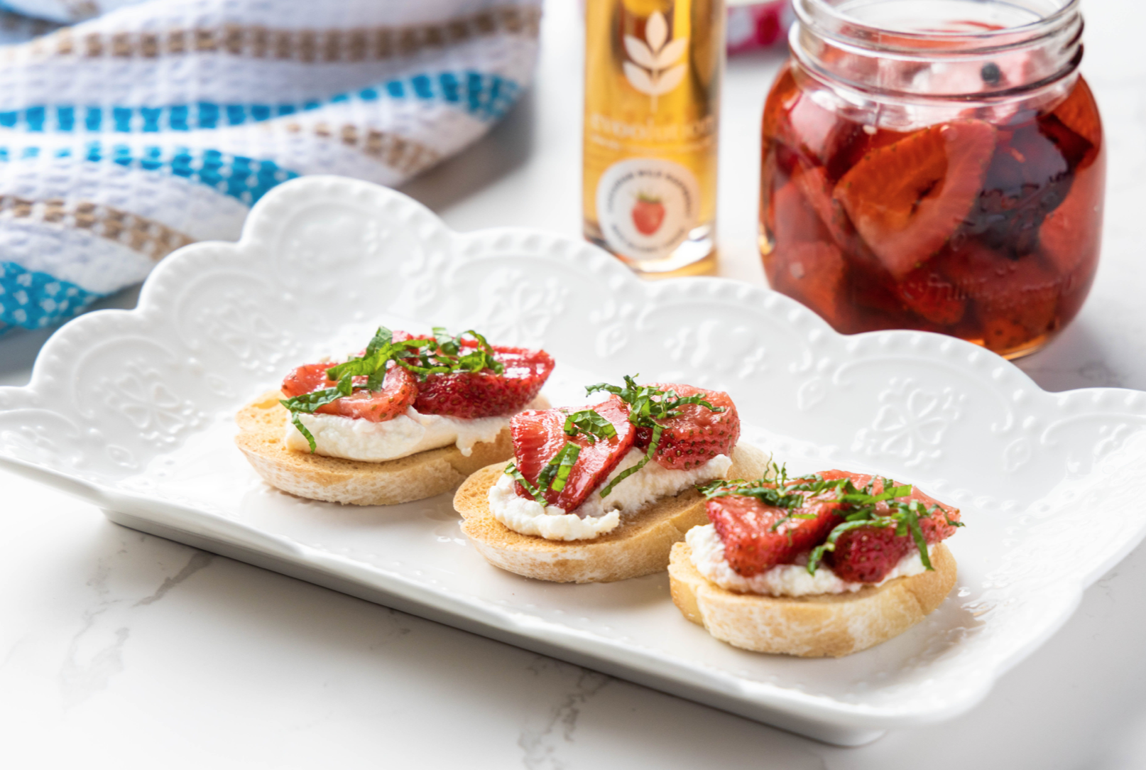 Image of Cascadian Wild Raspberry Balsamic Pickled Strawberry Crostini