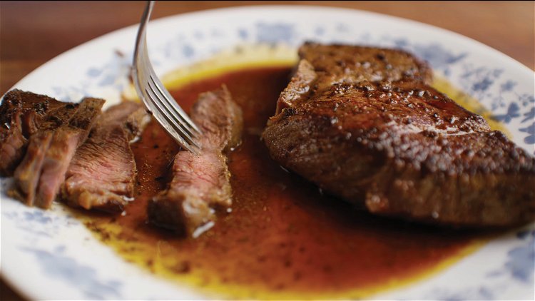 Image of Slice the steak thin and serve topped with the butter/oil/meat...
