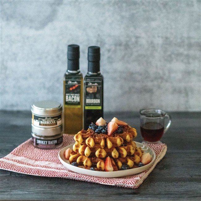 Image of Boozy Bacon Waffles With Bourbon Maple Syrup