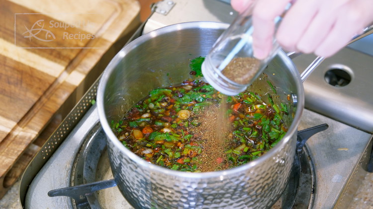 Image of Add minced cilantro and Sichuan peppercorn powder. Mix well and set it aside.