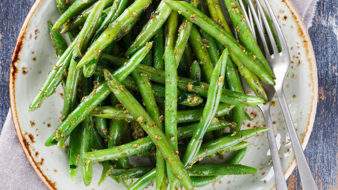 Image of Browned Butter Green Beans & Hazelnuts with Everything but the Bagel Seasoning