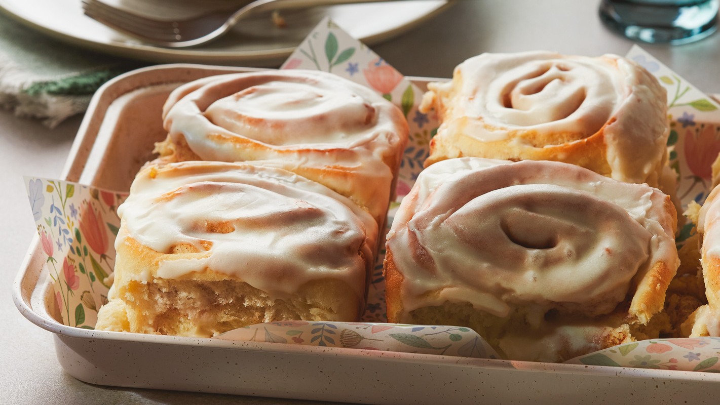 Image of Homemade Cinnamon Rolls with Orange Frosting