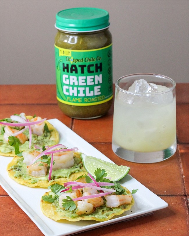 Image of Hatch Green Chile Shrimp Tostadas: A Southwestern Flavor Fiesta!