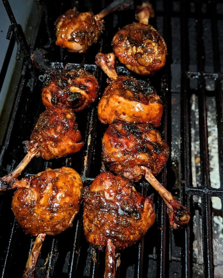 Image of Lastly, move them again away from the heat, and brush all sides with the honey-soy mixture and allow to set up for about five minutes with indirect heat, remove and enjoy!