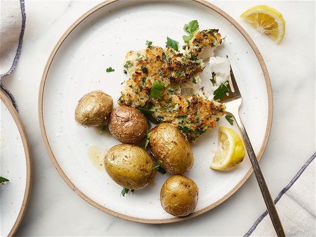 Image of Panko Crusted Baked Cod with a Classic Herb & Dijon Marinade Recipe