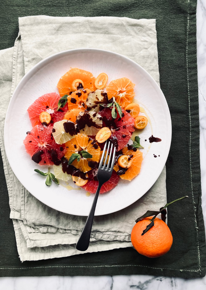 Citrussalat med chokolade