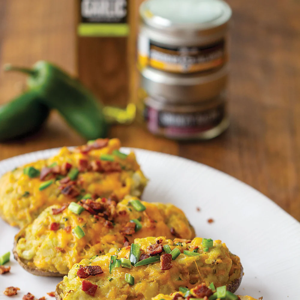Twice Baked Cheddar Avocado Potatoes