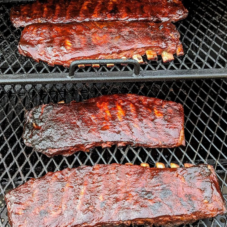 Image of Smoke the ribs (always bone side down) and riblet trimmings...