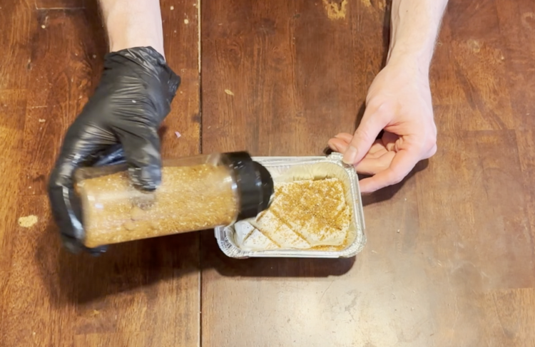 Image of Mix your seasonings together and sprinkle generously over the top of your cream cheese