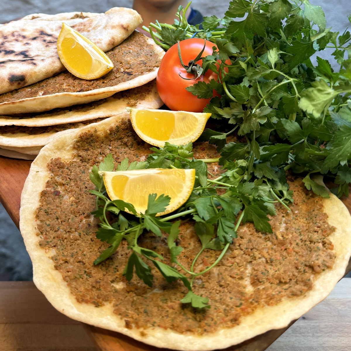 Lahmacun or Turkish pizza