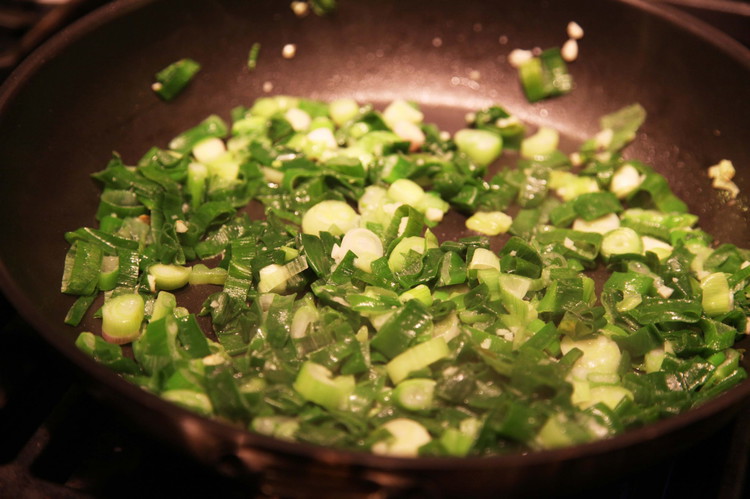 Image of Saute on medium while the fish cooks. About 6-7 minutes