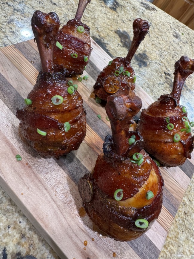 Image of Hot Maple Bacon Wrapped Chicken Lollipops!