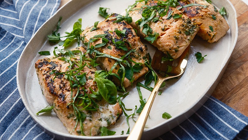 Pan-Seared Salmon with a Lemon Herb Marinade Recipe-image