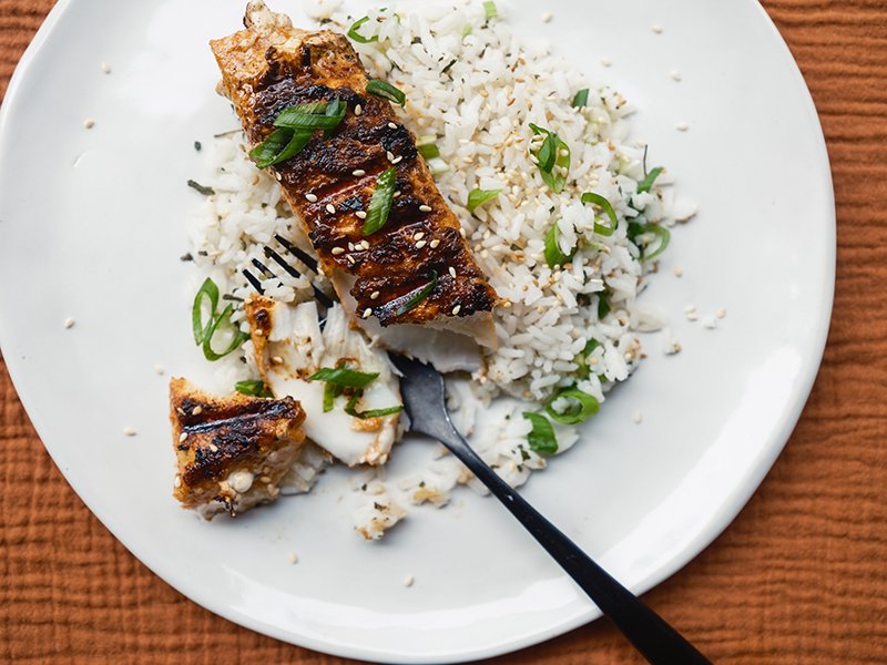 Grilled Halibut with a Shoyu Gochujang Marinade Recipe