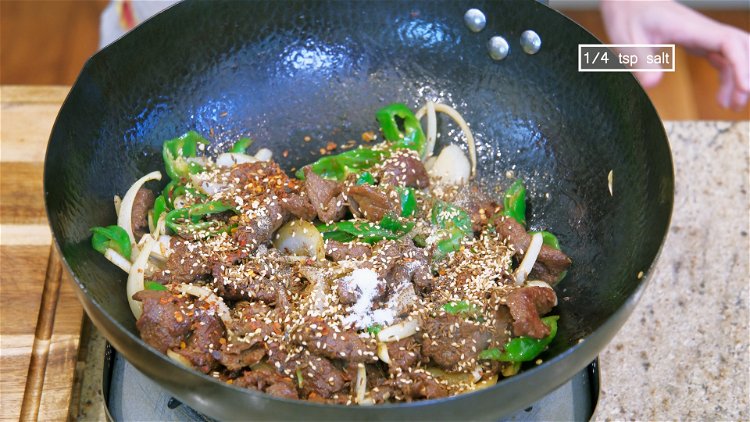 Image of Add the ground black pepper, red chili flake, roasted cumin...