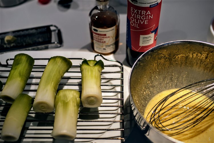 Image of When your leeks are done pull them out and let...