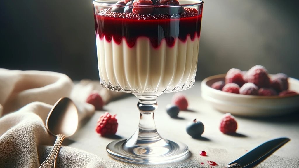 Image of VEGAN PANA COTTA WITH BERRY COMPOTE