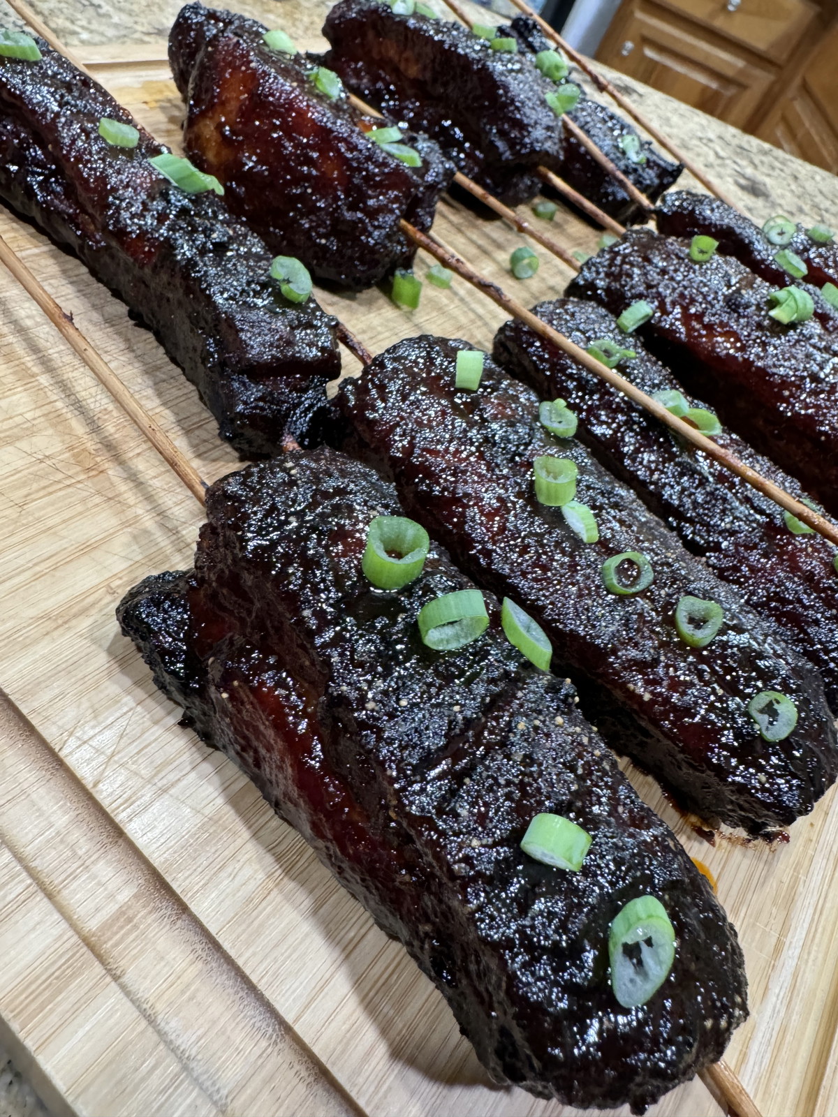 Smoked Pork Belly Skewers!