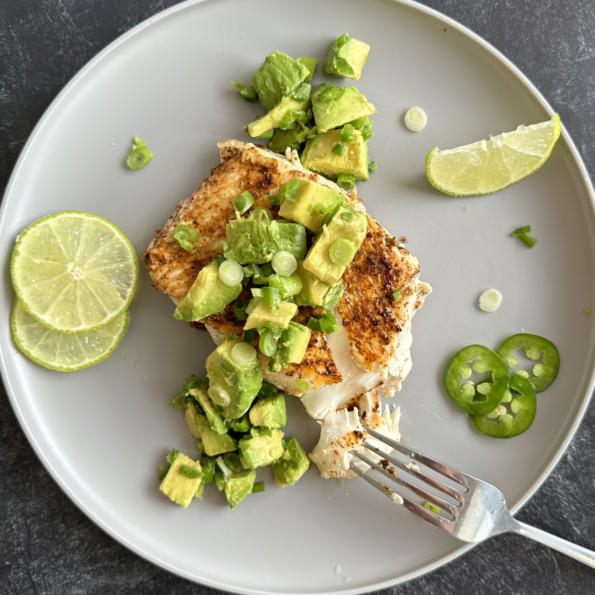 Pan-Seared Halibut with Avocado Jalapeño Salsa