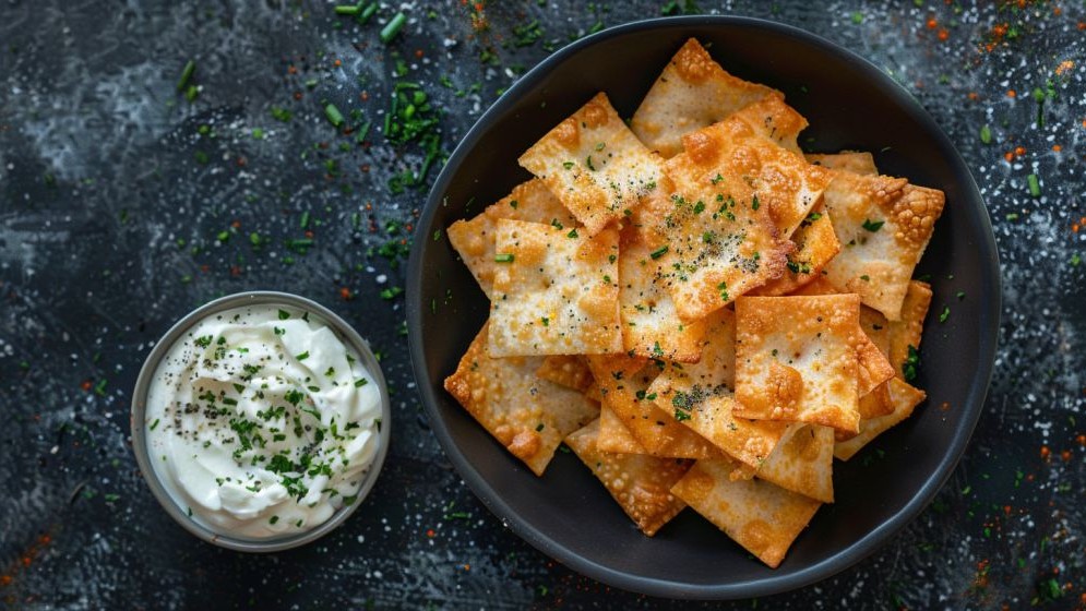 Image of Brotchips mit leckerem Dip