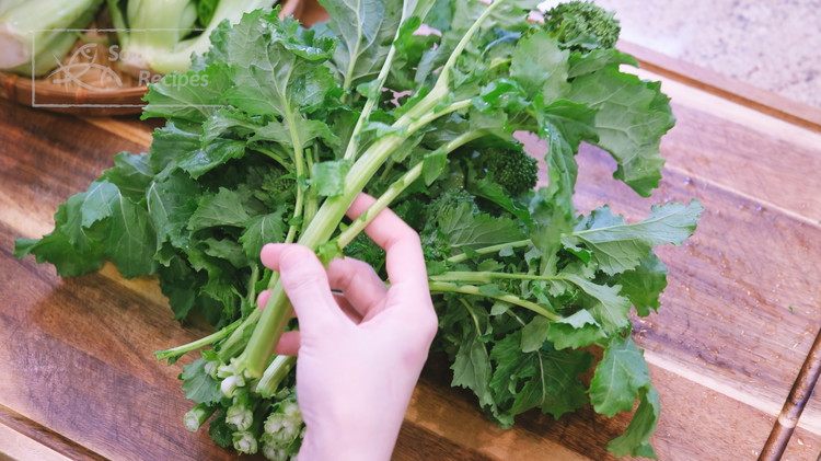 Image of If you don't have access to Chinese mustard greens, use rapini, AKA Broccoli rabe, as a replacement. It looks different compared to mustard green, but they are both in the family of mustard. Rapini also has a slightly bitter taste...