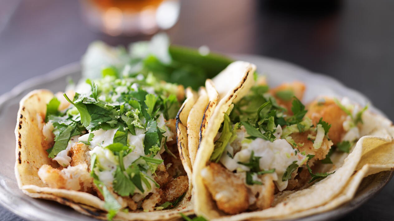 Image of Fish Tacos with Cilantro Lime Sauce