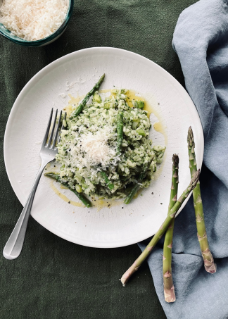 Image of Risotto med asparges og spinat