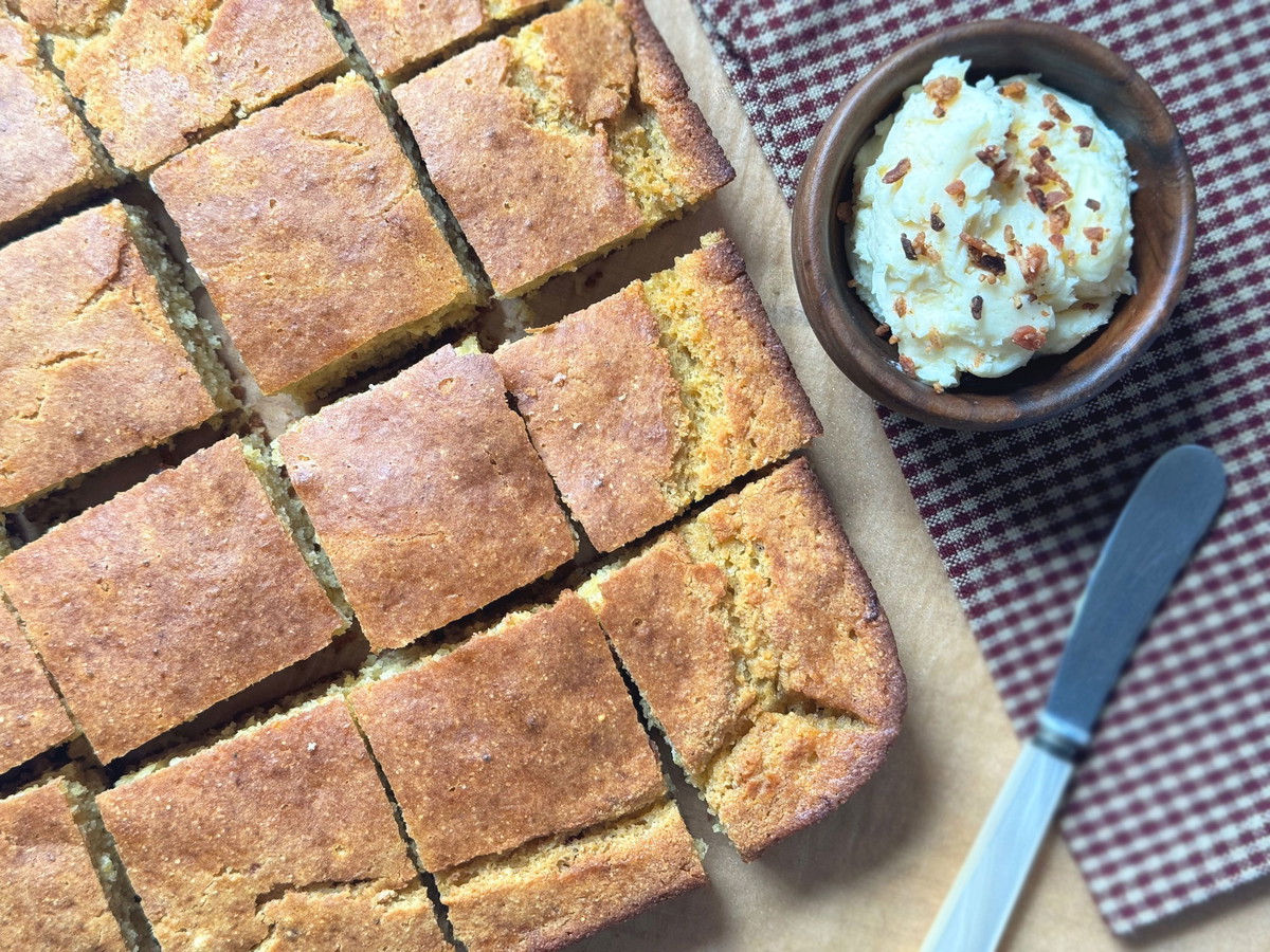Maine Maple & Bacon Cornbread with Maple & Bacon Butter