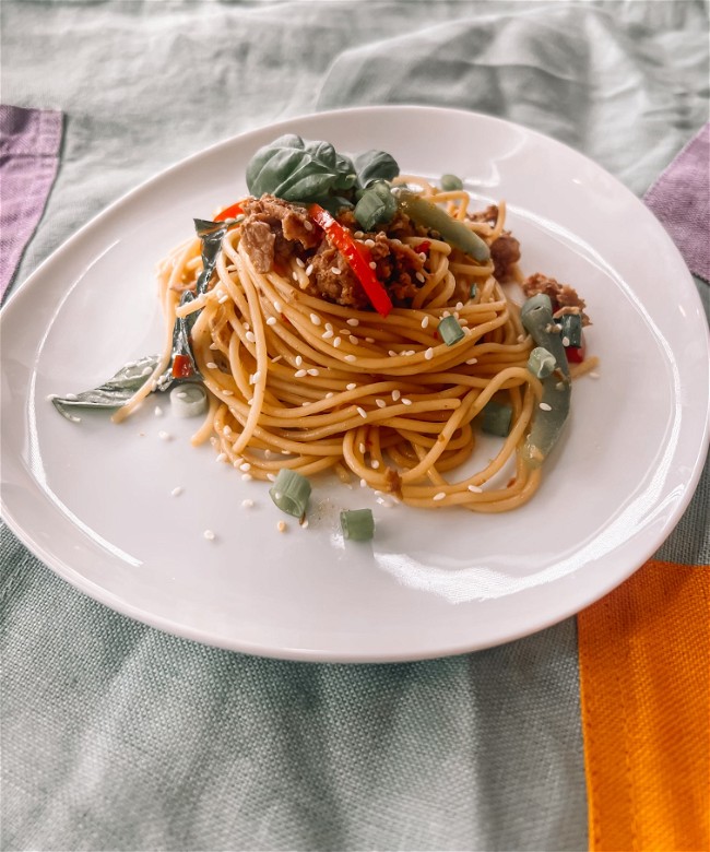 Image of Thai Basil Beef Spaghetti