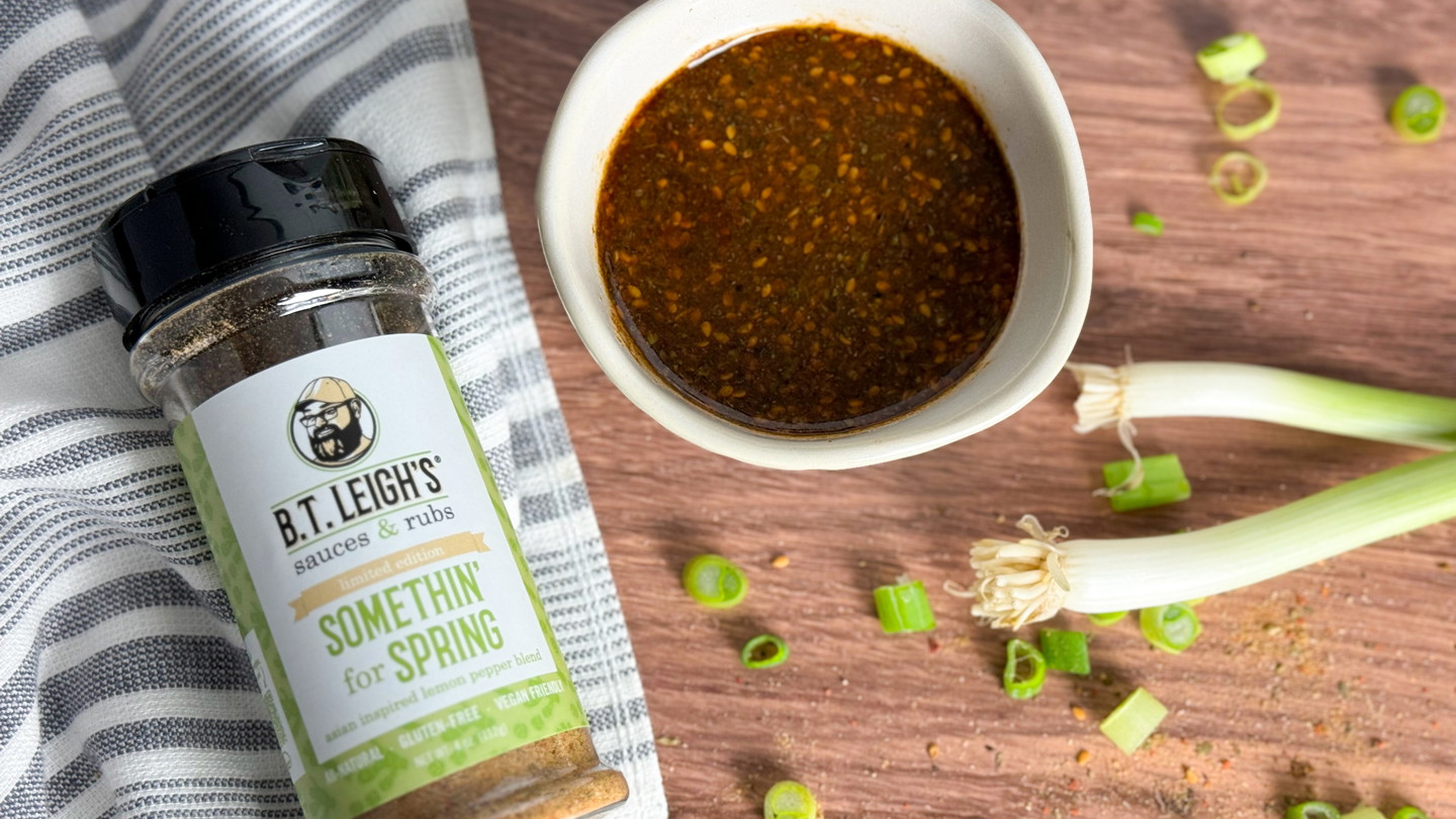 Easy Asian Style Marinade Recipe using B.T. Leigh's Somethin' For Spring - Asian-inspired lemon pepper blend